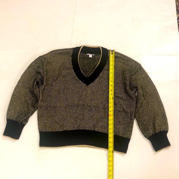Nine West XXL Sweater Black Gold Stripe V-neck Long Sleeve Brand New Condition - Picture 4 of 8